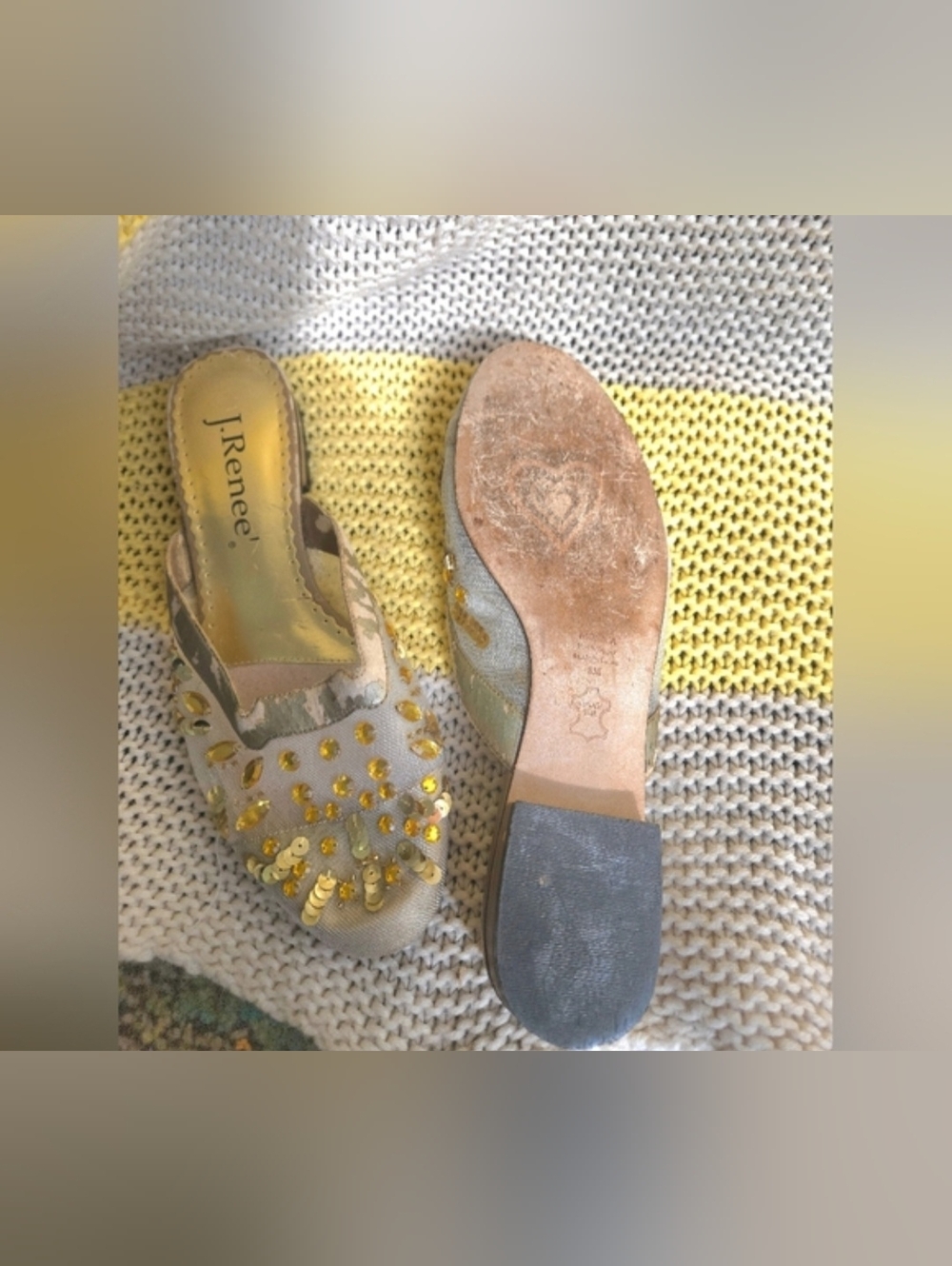 J. Renee Gold Sequin Slide Sandals - Picture 5 of 5